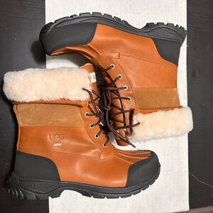 UGG NEW MEN BUTTE Brown and Black Fur-Lined Boots size 11